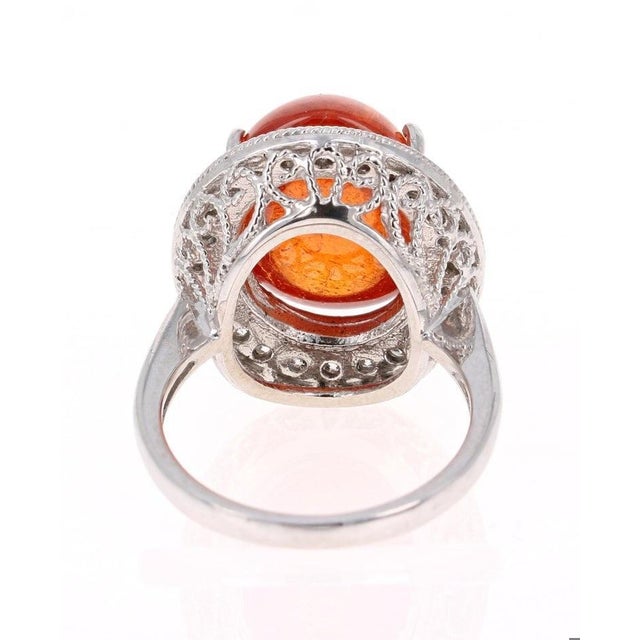 17.11 Carat Mandarin Garnet Diamond White Gold Cocktail Ring, Size 7 For Sale - Image 4 of 6