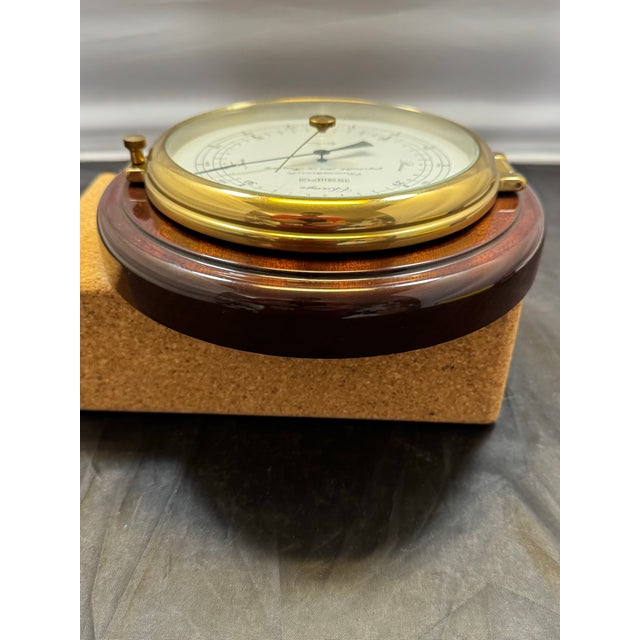 Late 20th Century Late 20th Century Wempe Skipper Aneroid Marine Barometer Brass Mahogany Hamburg - German For Sale - Image 5 of 11