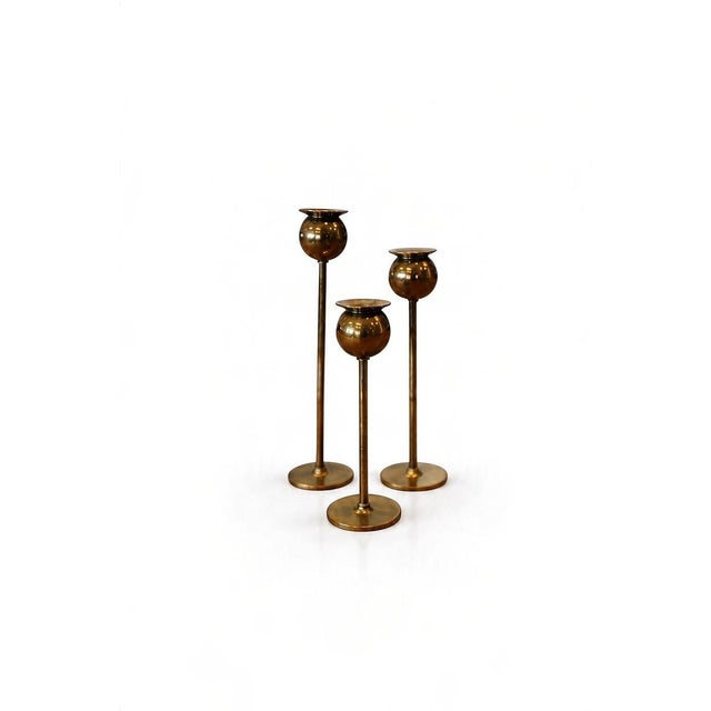 Tulip Candlesticks by Pierre Forssell for Skultuna, 1960s, Set of 3 For Sale - Image 9 of 11