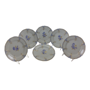 1980’s Vintage/New KPM Collector's Dessert Plates, Bleu Mourant- Set of 6