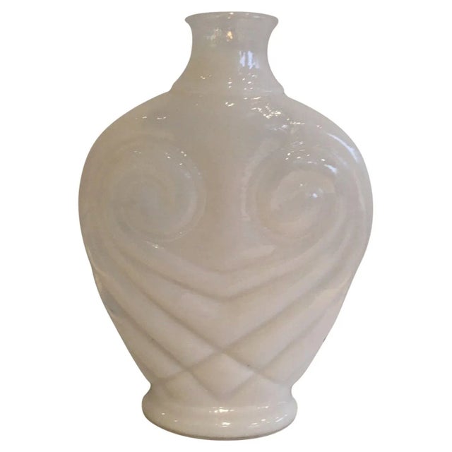 Glass Circa 1970 French White Opalin Glass Owl Vase For Sale - Image 7 of 7