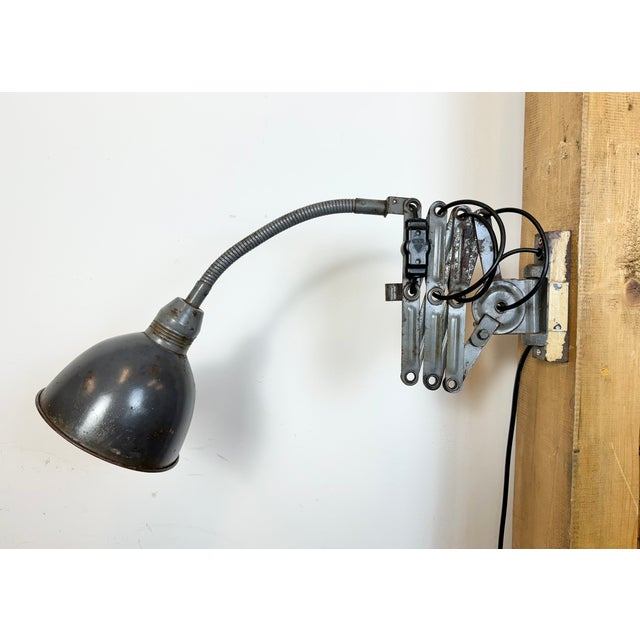 Vintage Industrial Scissor Wall Lamp from Elektroinstala, 1960s For Sale - Image 9 of 18