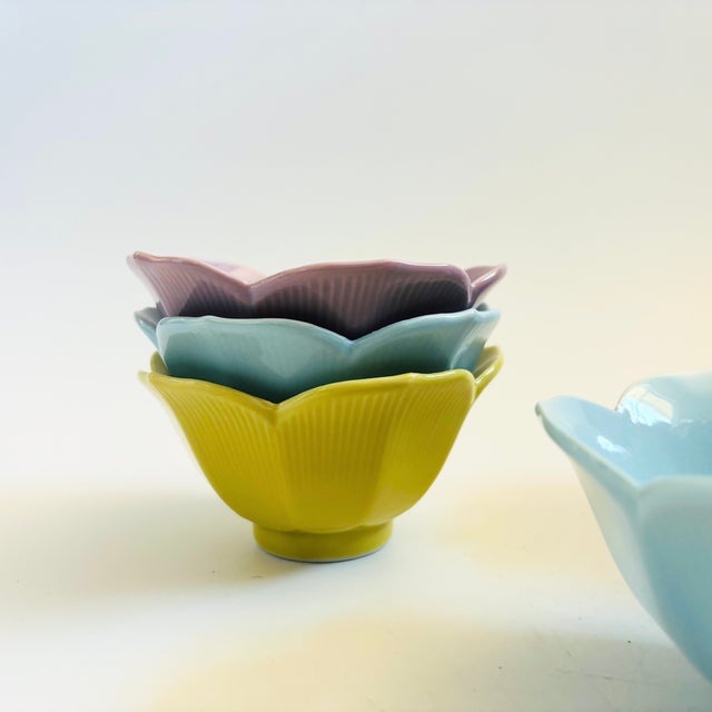 Lavender Colorful Pastel Lotus Bowls by Lillian Vernon - Set of 6 For Sale - Image 8 of 12