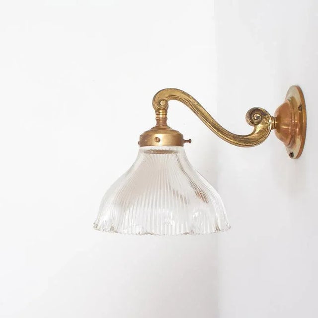 1950s Antique Glass Wall Light from Holophane, 1950s For Sale - Image 5 of 7
