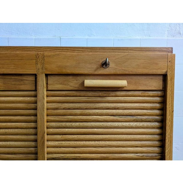Double Archive Cabinet with Door Shutter in Oak, France, 1930s For Sale - Image 9 of 15
