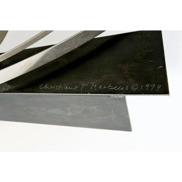 1990s Vintage Contemporary Signed Steel Metal Wall Sculpture by Christiane Martens For Sale - Image 9 of 10