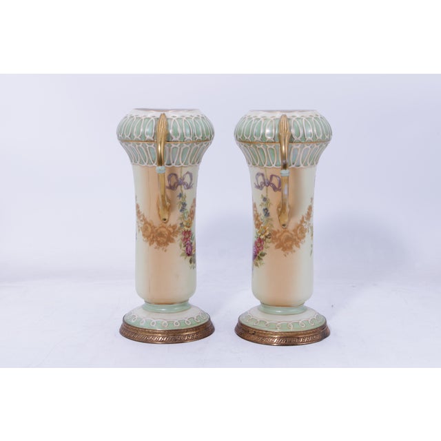 19th Century Pair Art Nouveau Art Deco Robert Hanke Porcelain Vases For Sale - Image 4 of 14