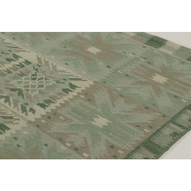 Traditional Rug & Kilim's Oversized Scandinavian Style Custom Rug in Exotic Yarn With Green Design For Sale - Image 3 of 10