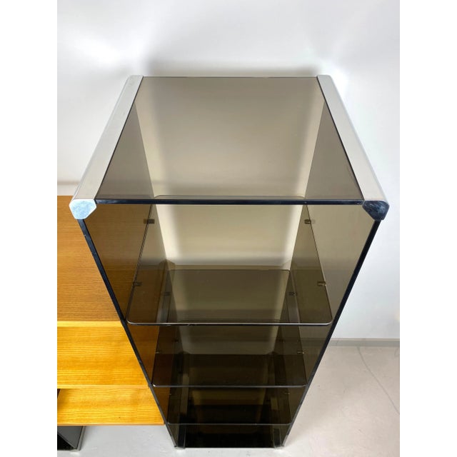Chrome, Smoked Glass & Wood Bookshelf Étagère by Gallotti & Radice, Italy, 1970s For Sale - Image 11 of 15