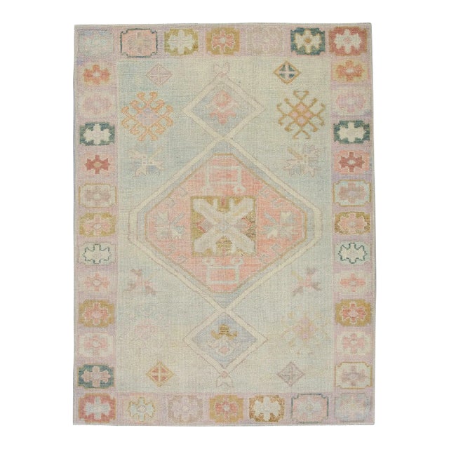 Modern Turkish Oushak Rug 4' x 5'10" For Sale