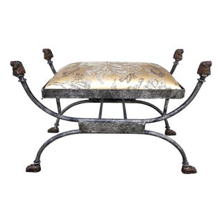 Curule Bench Footstool With Lion Motif For Sale