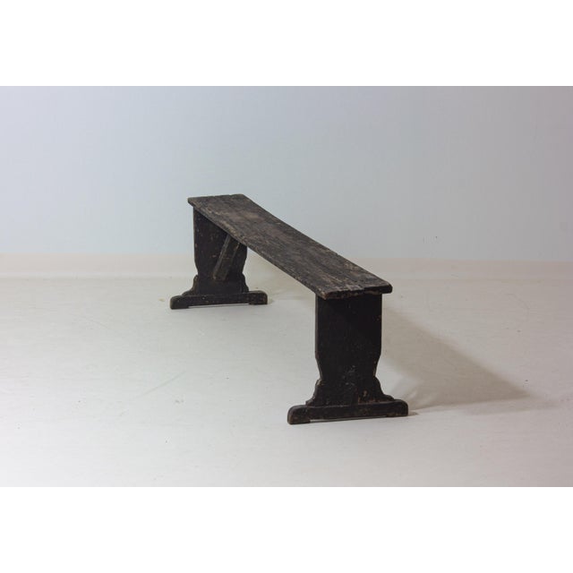 Rustic Antique Folk Art Side Bench in Ebonised Wood, 1890s For Sale - Image 3 of 12