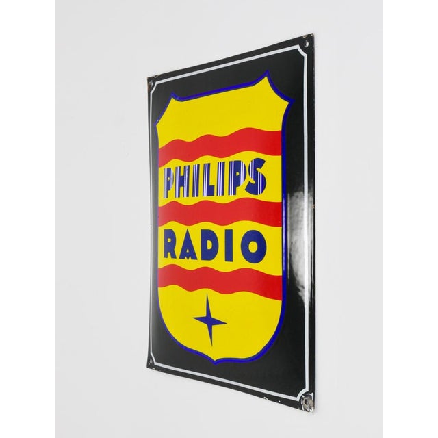 Black Enamel Philips Radio Advertising Sign, 1930s For Sale - Image 8 of 18