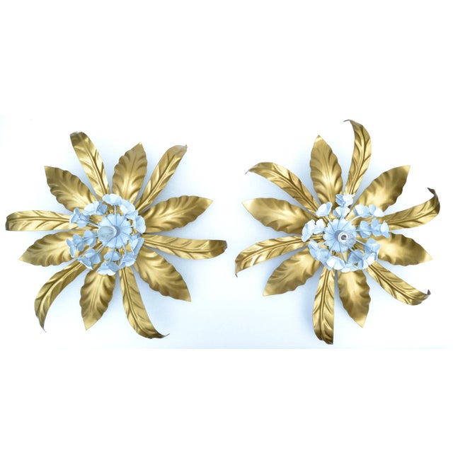 Mid-Century Modern Set 2 Mid-Century Modern Banci Firenze Gold & White Steel Sconces, Wall Lights For Sale - Image 3 of 13