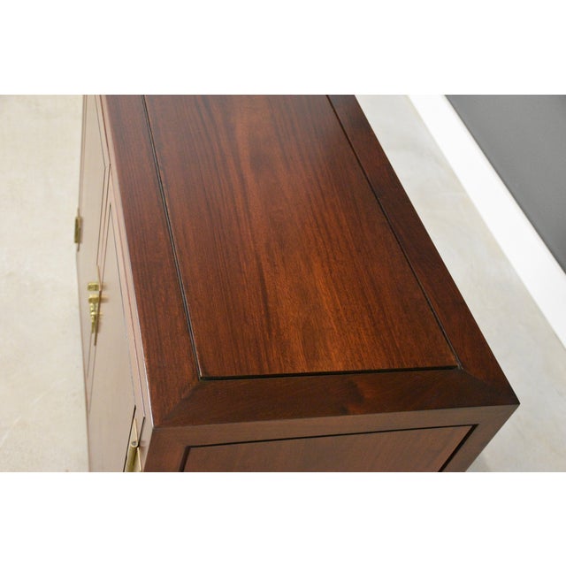 1970s Solid Mahogany and Brass Chest Credenza For Sale - Image 9 of 10