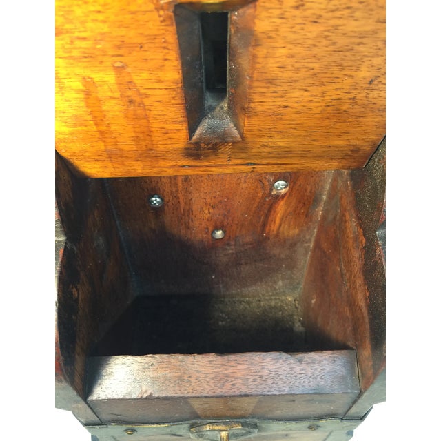 Antique Gothic Trefoil Walnut Donation Box With Lockable Swing Lid For Sale - Image 14 of 18