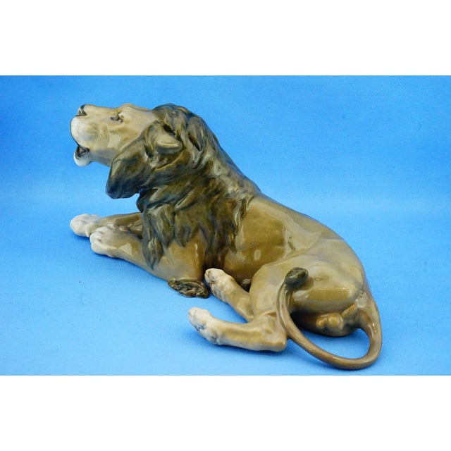 Royal Copenhagen 20th Century Porcelain Model 1268 Lion Sculpture by Lauritz Jensen for Royal Copenhagen, Denmark For Sale - Image 4 of 18