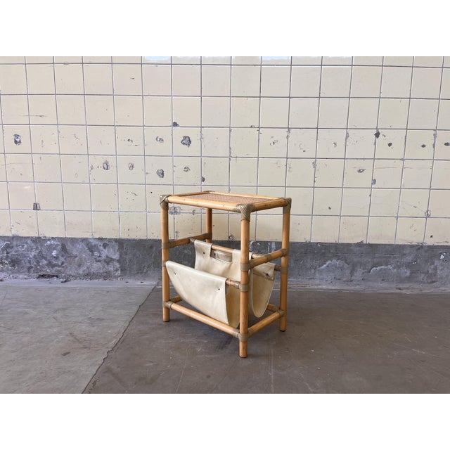 Beige Vintage Bamboo Magazine Rack, 1960s For Sale - Image 8 of 8