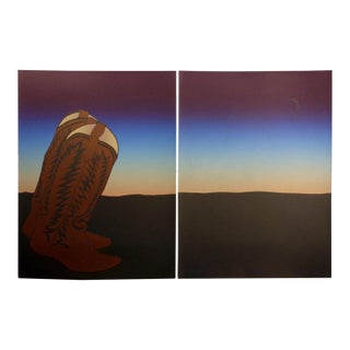 1980s Noel DeGaetano "End of an Era" Diptych Signed & Numbered Collagraph Artwork, 2pc For Sale