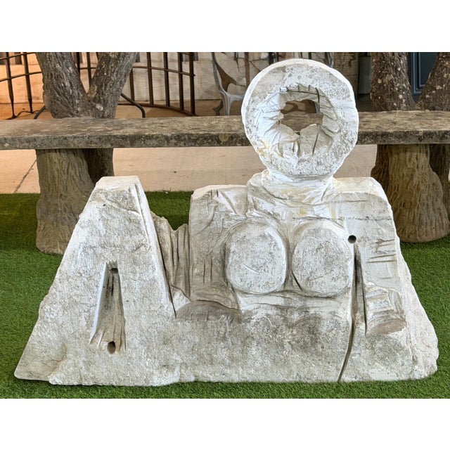 Monumental Marble Reclining Female Figure Sculpture, Manner of Henry Moore, 1970 For Sale - Image 13 of 15