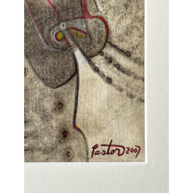 2000 - 2009 Abstract Watercolor Painting of Tribal Warrior and Horse, Custom Frame, C. 2007 For Sale - Image 5 of 9