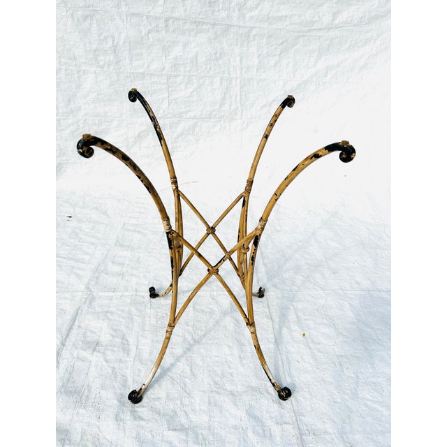 60's Midcentury Wrought Iron Base With Glass Top Patio/Outdoor Table For Sale - Image 10 of 11