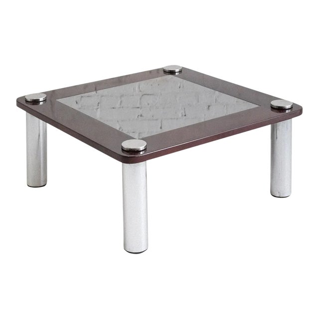 Mid Century Italian Lacquered Wood and Chrome Coffee Table For Sale