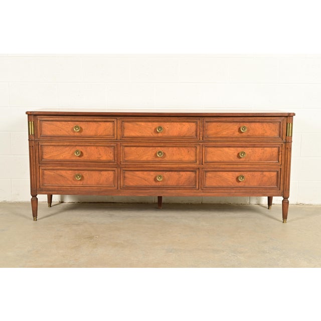 Baker Furniture French Regency Louis XVI Burled Walnut Triple Dresser or Credenza, Circa 1960s For Sale - Image 15 of 15