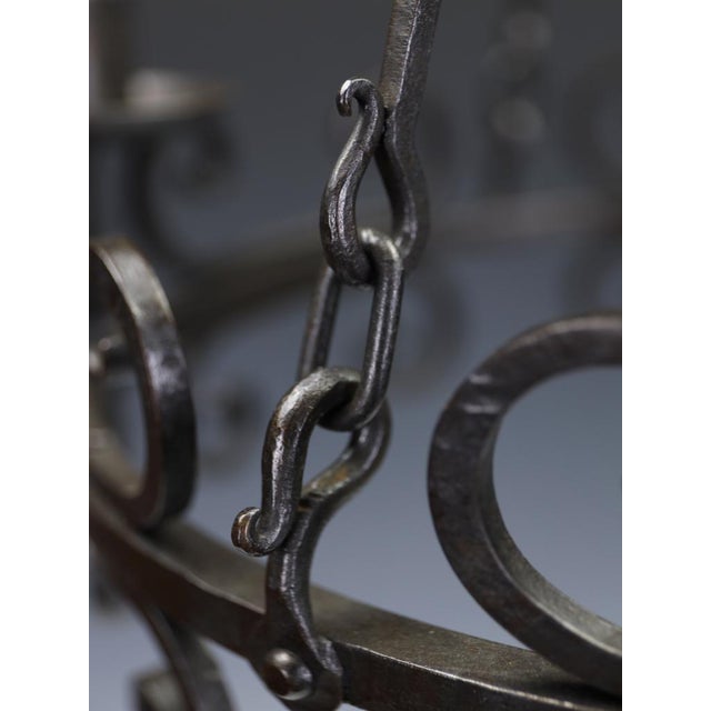 19th Century Gothic Revival Hand-Forged Wrought Iron Corona Chandelier, 1880 For Sale - Image 6 of 18