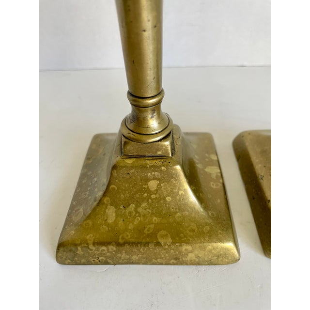 Traditional Pair of Antique 18th-19th C. Georgian Brass Candlestick Holders For Sale - Image 3 of 8