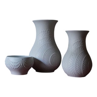 Vintage German Vases in Biscuit Porcelain from AK Kaiser, 1960s, Set of 3 For Sale