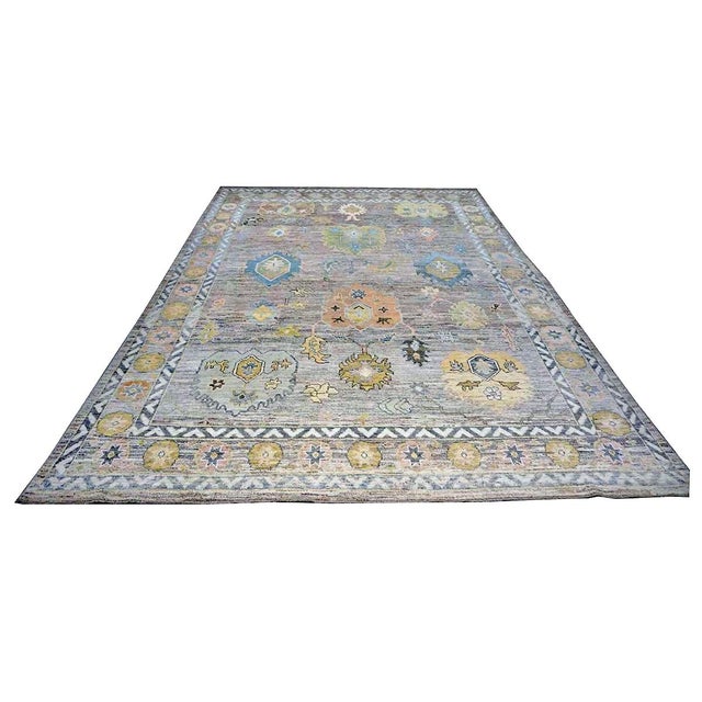 21st Century Turkish Oushak 10X13 Slate Blue & Dark Oak Handmade Area Rug #1144093 For Sale - Image 4 of 11