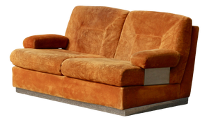 Suede and Steel Orange Sofa, 1970