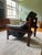 Percival Lafter chair in rosewood and black leather. The chair is unmarked.