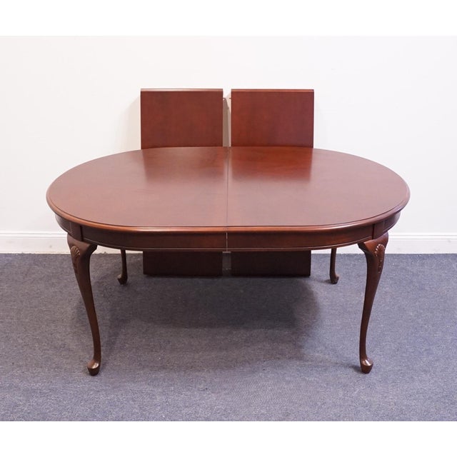 Brown Bassett Furniture Solid Cherry Traditional Queen Anne Style 100" Oval Dining Table For Sale - Image 8 of 11