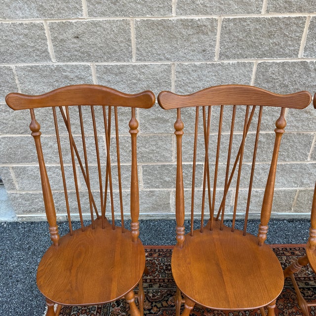 1990s Keller Furniture Traditional Solid Oak Nantucket Windsor Dining Chairs - Set of 6 For Sale - Image 11 of 16
