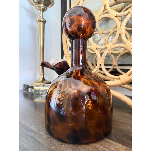 Christian Dior Vintage Tortoise Glass Decanters With Ball Stoppers – Set of 3 For Sale - Image 4 of 7