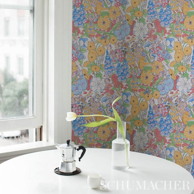 Schumacher Sample - Schumacher X Clements Ribeiro Fairie Garden Wallpaper in Yellow & Ivory For Sale - Image 4 of 5