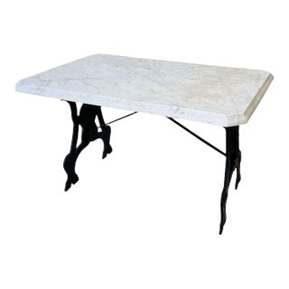 Victorian George Washington Marble and Cast Iron Garden Table 19th Century For Sale