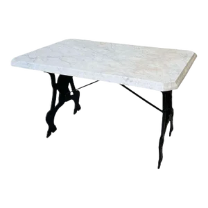 Victorian George Washington Marble and Cast Iron Garden Table 19th Century