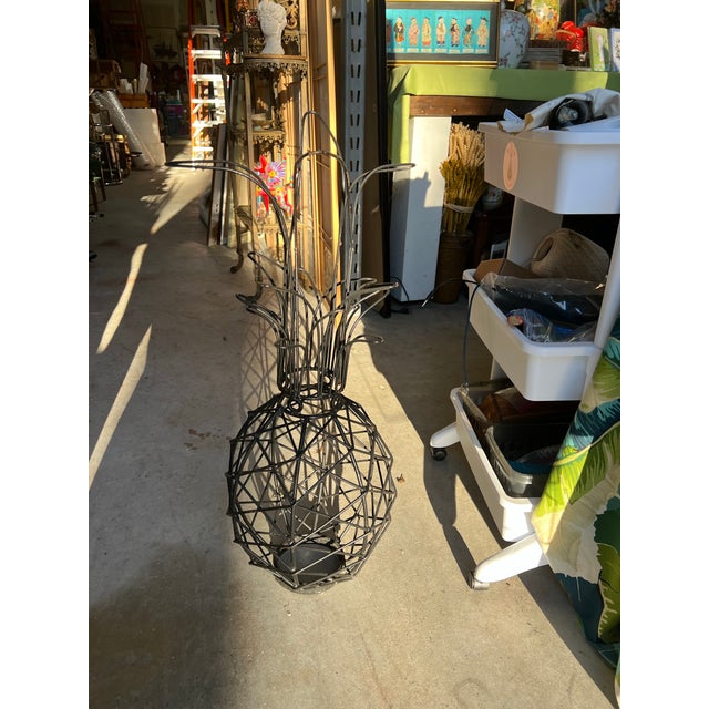 1970s 1970s Modern Style Black Wired Pineapple Sculpture For Sale - Image 5 of 10