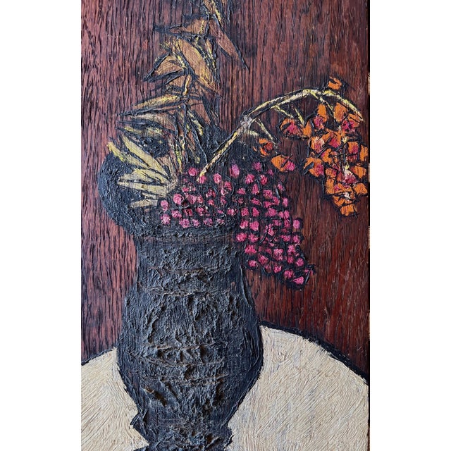 Brown Ben-Zion Weinman, American Modernist Oil Painting Expressionist Vase, Flowers WPA Artist Ben ZIon For Sale - Image 8 of 10