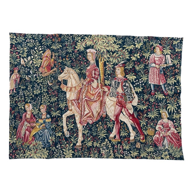 Vintage French Jacquard Tapestry with Noble Amazone Motif in the style of Aubusson, 1970s For Sale