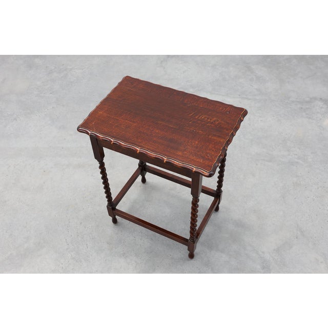 English Oak Barley Twist Side Table with Shaped Top, 1900s For Sale - Image 9 of 11