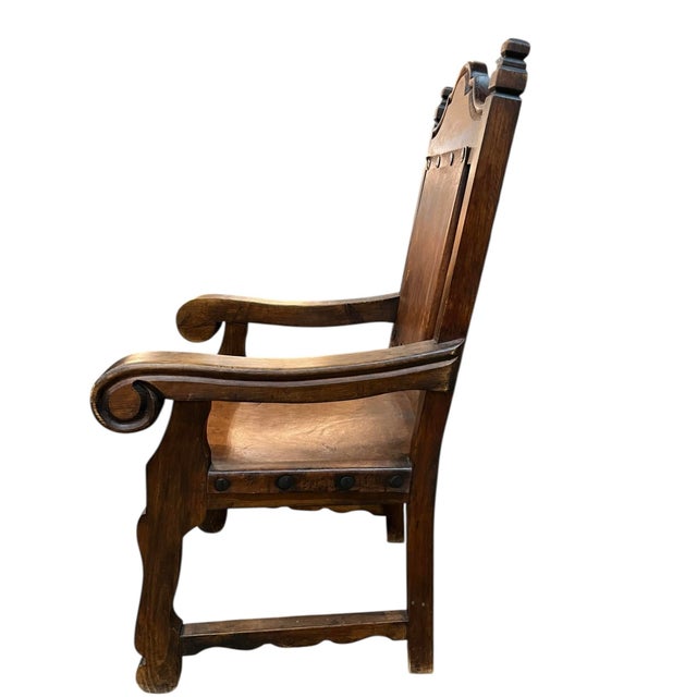 Brown 1980s 12 Spanish Colonial Style "Sillon De Frailero "Chairs For Sale - Image 8 of 13