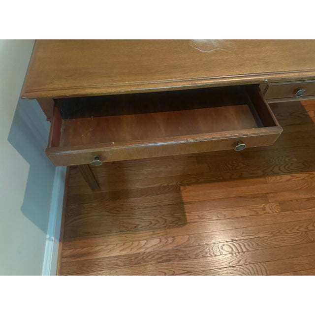 American 1950s Federal Style Jasper Co Oak Writing Desk For Sale - Image 3 of 7