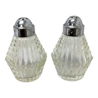 Vintage Mid Century Modern Glass Salt and Pepper Shakers For Sale