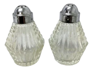 Vintage Mid Century Modern Glass Salt and Pepper Shakers