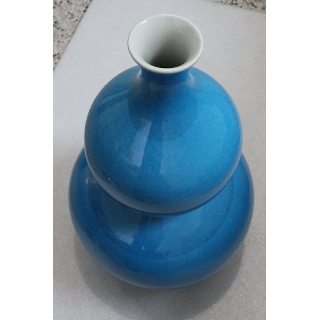 Double Gourd Vase 2ft High Turquoise For Sale - Image 10 of 13