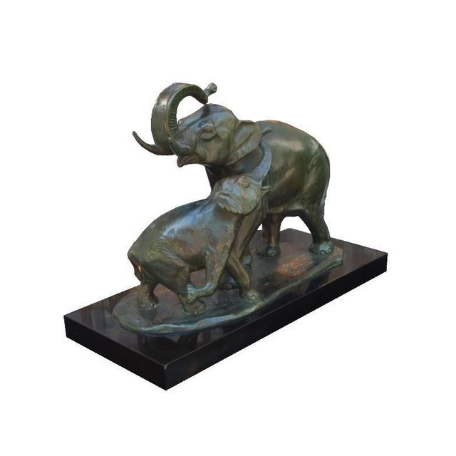 Elephant With Cub Bronze Sculpture by Irenée Rochard For Sale - Image 3 of 7